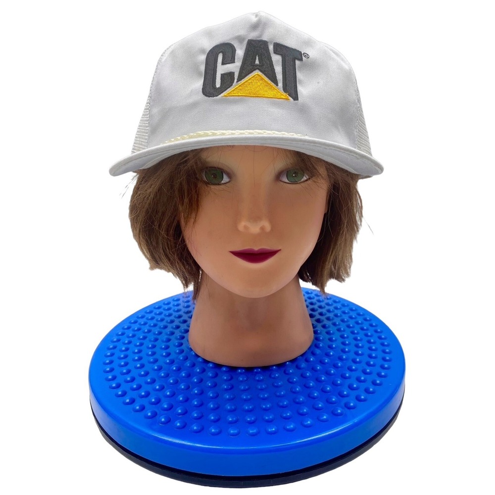 Vintage Caterpiller CYRK Cat Hat Cap Trucker Hat White Snapback‎ Adjustable